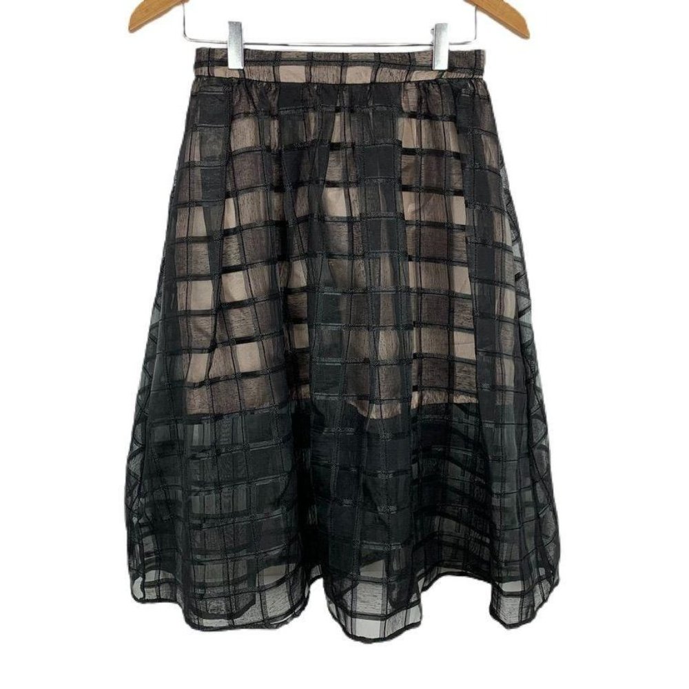 Do&Be Windowpane Plaid Midi Skirt Fit‎ & Flare S